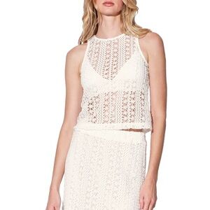 NWT walter baker izzy top White Crochet Sleeveless Top small